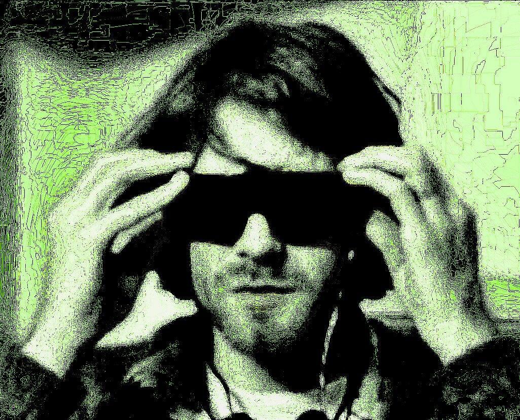 Kurt Cobain wearing dream machine device, edit